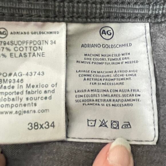 AG Adriano Goldschmied The Everett Slim Straight Gray Plaid Pants Men's 38 x 34 - Picture 5 of 9